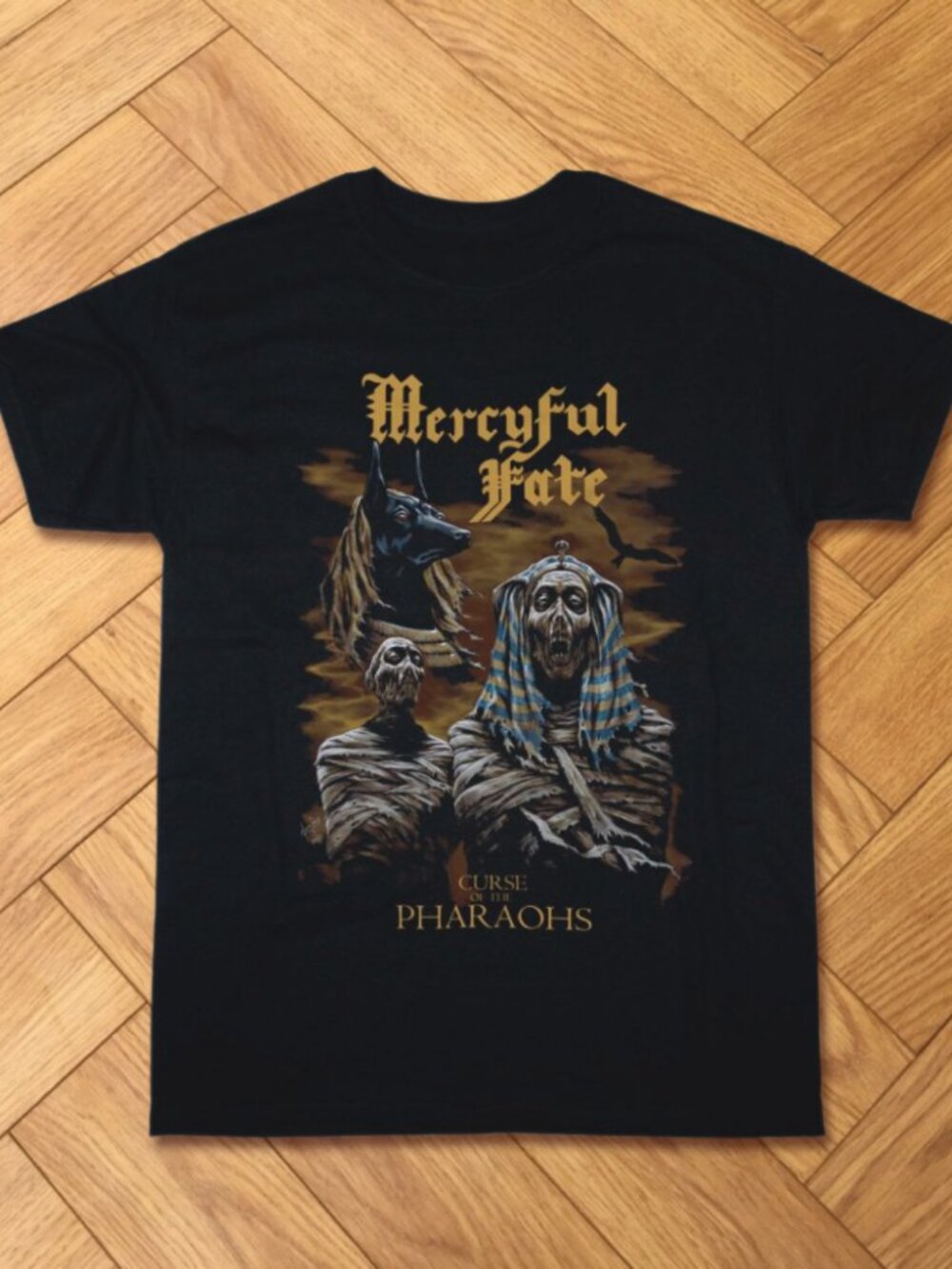 Mercyful Fate Curse of the Pharaohs Egyptian Horror Graphic Tee Black Shirt